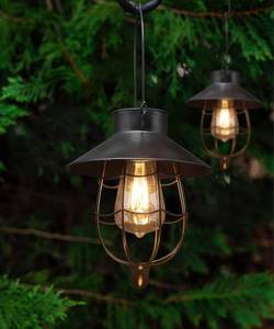 lot 4200 image: YAKii 2 Pack Solar Lantern Hanging Waterproof Outdoor Metal Solar Lamp with Warm White Light Decorate for Yard Garden Pathway Patio Porch Decor (Black)