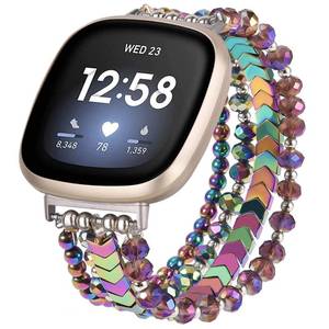 lot 4210 image: MOFREE Bracelet Compatible with Fitbit Versa 3Versa 4 BandsFitbit SenseSense 2 Bands for Women, Handmade Fashion Elastic Beadeds Arrows Strap for Fitbit Versa 4Versa 3Sense 2Sense(Colorful)