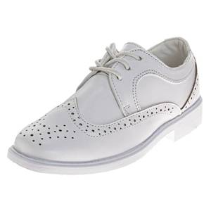 lot 4211 image: Josmo Boys Classic Comfort Dress Wing Tip Oxford Shoe - Square Toe Formal Dress Shoes for Boys lace up - White (Size 3 Big Kid)