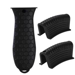 lot 4224 image: Cast Iron Skillet Handle Covers - 3 Pack Non-Slip Pot Handle Covers Potholder, Heat Resistant Silicone Pan Handle Sleeve for Cast Iron Skillet Metal Pan (Black)