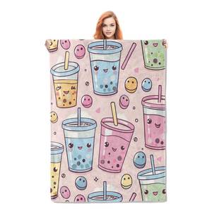 lot 4238 image: Cute Anime Cups Blanket Gifts for Women Girls Adults Kids Soft Warm Lightweight Cozy Bubble Tea Throw Blankets for Bed Sofa Couch Living Room Decor 50x40in