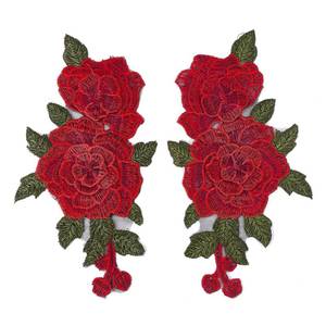lot 4254 image: letsinstyle 1 Pair Embroidery Rose Flower Patch, 5.1 x 9.4 Inch Vintage Petal Flower Sewing Appliques, Decorative Sewing Patches for Clothes Badges Fabric Applique Accessory