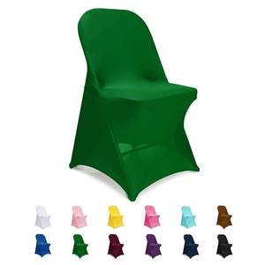 lot 4263 image: Jieqier Spandex Chair Covers, 12 PCS Folding Chair Covers, Universal Fitted Chair Slipcovers for Wedding, Party, Banquet, Holidays, Celebration (Forest Green)
