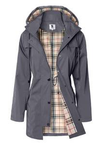 lot 4268 image: SaphiRose Womens Waterproof Rain Jacket Long Lined Raincoat Outdoor Windbreaker with Hood (Dark Grey,XX-Large)
