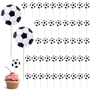 lot 4269 image: 48 Pcs Soccer Ball Cupcake Toppers, Soccer Cake Toppers for Cupcake Decorations, World Cup Football Cake Topper Toothpicks for World Cup Dessers Cakes, Party Favors Decorations