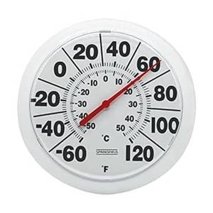 lot 4277 image: Springfield Indoor Outdoor Big and Bold Dial Thermometer, Wireless Thermometer with Easy to Read Large Numbers for Patio, Pool, and Indoor Areas, 8-Inch, White