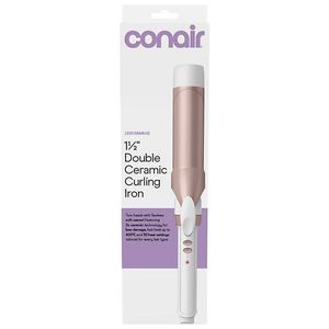 lot 4284 image: Conair Double Ceramic 1.5 Curling Iron 30 Heat Settings, All Hair Types, 60-Second Heating Time