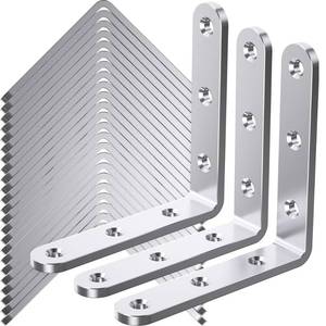 lot 4297 image: 25Pcs Stainless Steel Angle Brackets, 4x 4 Heavy Duty Corner Brackets, Metal Corner Braces for Wood, 3MM 90 Degree Joint Hardware, 4inch l Bracket for Shelves Wooden Furniture Cabinet Bookshelf