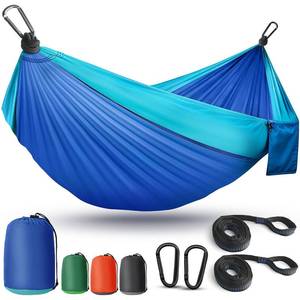lot 4301 image: Camping Hammock Lightweight, Portable Hammocks Parachute Hammock with Two Tree Straps, Single or Double Travel Swing Nylon Camp Hammocks, Outdoor Essentials for Beach Backpacking Hiking, Blue