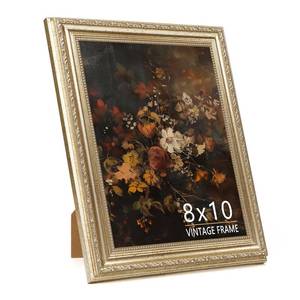 lot 4303 image: ASTRDECOR 8x10 Picture Frame, Ornate Champagne Silver 8x10 Photo Frame with Subtle Gold Sheen, Elegant Vintage Photo Frame for Wedding Photos, Moody Prints, Home D�cor - 1 Pack