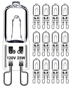 lot 4305 image: Jaenmsa G9 Halogen Light Bulbs 2 Pin, 12 Pcs 25 Watt 120V G9 Bulb 2 Pin Base JCD Type, Dimmable T4 Bi-Pin Xenon Small Light Bulb for Range Hood Light, Microwave Oven, Bathroom Light Bulbs, Chandeliers