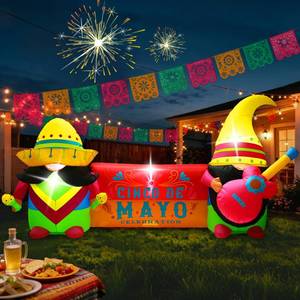 lot 4317 image: GIFTFIND 8FT Long Cinco De Mayo Inflatables Outdoor Decorations, Colorful Fiesta Party Blow Up Decor, Built-in LED Lights May 5 Mexican Yard Decoration for Garden Lawn Holiday Decor