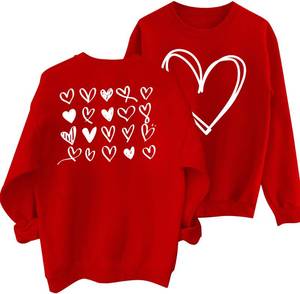 lot 4438 image: Valentines Sweatshirts for Women Love Heart Graphic Sweatshirt Valentines Long Sleeve Pullover Tops (Red1,Medium)