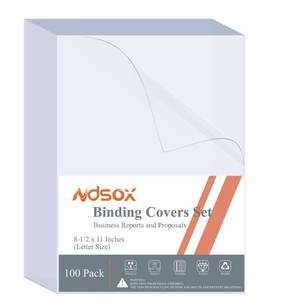 lot 4440 image: Ndsox 100 Pack Clear Binding Covers 8 Mil Polycover Report Cover Sheets 8-12 x 11 Inches Letter Size for Business Presentation Document Binding, Proposals, Office Supplies, Un-Punched, Square Corners