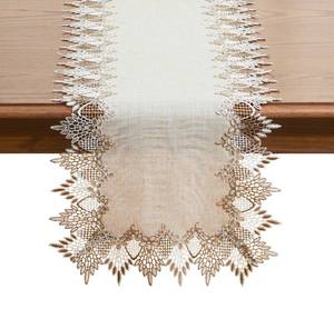 lot 4444 image: Raedan Natural Linen Table Runner 90 inches Neutral Earth Tones Beige Lace Coffee Table Runners Dresser Scarf for Spring Easter Summer Kitchen Wedding Party, Machine Washable (Natural, 16x90)
