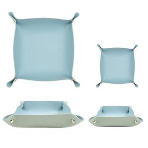 lot 4452 image: POTTIIS 2 Size Leather Valet Tray Organizer, Folding Travel Organizer,Jewelry Tray, For Travel, Home Or Office  Plain Weave, Double Complexion - Blue & Green