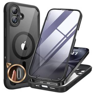 lot 4459 image: Miracase Magnetic for iPhone 16 Plus Case Full-Body Phone with Built-in Glass Screen Protector, Compatible with MagSafe Military Drop Proof 16 Plus Cover Bumper 6.7 inch, Black