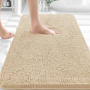 lot 6042 image: OLANLY Bathroom Rugs 30x20, Extra Soft Absorbent Chenille Bath Rugs, Rubber Backing Quick Dry, Machine Washable Bath Mats for Bathroom Floor, Tub and Shower, Home Decor Accessories, Beige