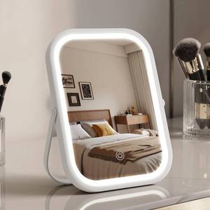 lot 6048 image: Bearolve Vanity Mirror with Lights, 8�6 LED Makeup Mirror Built-in 1500mAH Lithium Battery, Smart Touch with 3-Color Lighting,Lighted Up for Makeup Desk (White) does not power on used