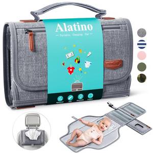 lot 6063 image: Alatino Portable Diaper Changing Pad for Baby, Detachable Travel Changing Pad with Baby Wipes Pocket, Gifts for Baby Shower, Newborn Girls and Boys (Grey)