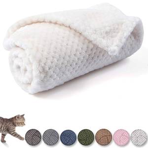 lot 6082 image: Warm Soft Fuzzy Dog or Cat Blanket, Plush Fleece Throws for Puppy, Kitten, Medium, Large Dogs - Ivory (M32 x 40)
