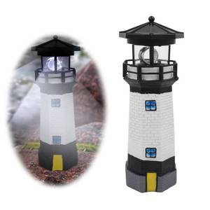 lot 6089 image: Trivolein LED Solar Powered Lighthouse, Indoor Outdoor Lighthouse with Rotating Beacon LED Lights, Courtyard Waterproof Landscape Lights for Garden Patio Landscape Outside Yard Gifts Black