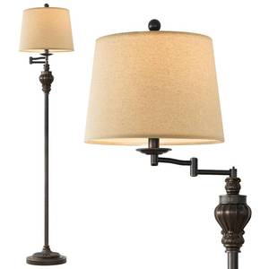 lot 6307 image: G-SAFAVA 61 Vintage Floor Lamp with 350° Adjustable Swing Arm, Standing Lamp for Bedroom Living Room Bedside Nightstand Retro Farmhouse Mid Century Lamp Light Home D�cor Office Gifts used