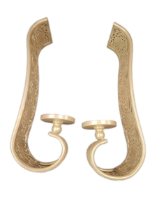 lot 6311 image: Gold Tone Wall Sconce Candle Holders Set