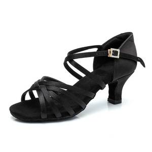 lot 6318 image: RoseMoli Womens Latin Dance Shoes Satin Professional Ballroom Salsa Practice Performance Dance Shoes Black-2.2 size 35