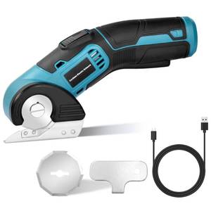 lot 6323 image: Tyimble 4V Cordless Electric Scissors Heavy Duty Cardboard, Fabric, Leather & Carpet Cutter with Brushless Motor & USB-C Charging, Includes 2 Tungsten Blades Tool Kit for DIY, Crafting, Industrial Use