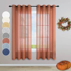 lot 6325 image: Terracotta Curtains 63 Inch Length for Kitchen 2 Panels Set Grommet Semi Transparent Voile Sheer Linen Rust Boho Curtains for Bedroom Girls Room Nursery Teen Brick Red Brown Burnt Orange Decor 63 Long