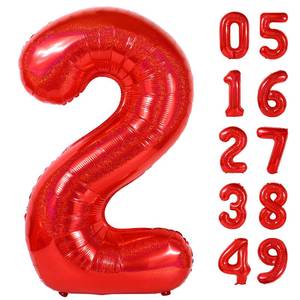 lot 6330 image: Laser Red 2 Balloon, Number Balloons 40 Inch, 2nd Balloon Number Birthday Decorations, Second Two Birthday Party Supplies, Number 2 Balloon