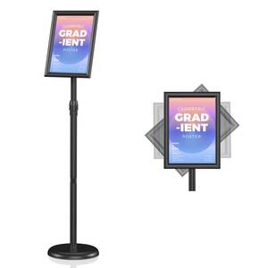 lot 9087 image: Hemndic Sign Stand 11x17 inch, Adjustable Floor Standing Sign Holder, 360° Rotation Sign Holder Stand with Snap-Open Frame, Outdoor Indoor Pedestal Sign Holder Display