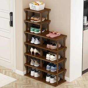 lot 9092 image: AFOORD Vertical Shoe Rack-Tall Narrow Shoe Rack Organizer for Small Spaces,12Tier Bamboo Shoen Shelf for Entryway,Closet,Corner,Doorway,Skinny Shoe Shelf Space Saving Shoe storage,Free Stackable DIY