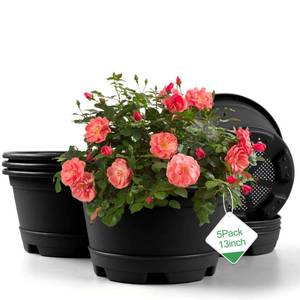 lot 9111 image: KPUVX Outdoor Flower Pots 5 Packs 13 inch pots for Plants Modern Decorative Garden Pot with Saucer, Lightweight Large Resin Planters for Indoor Plants,Decorative Resin Plant pots