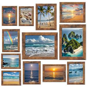 lot 9119 image: xnlkros 12 pack assorted gallery wall picture frame,rustic farmhouse wood picture frames multiple sizes including 4x6, 5x7, 8x10, 11x14, Ideal for living room hanging or tabletop display,Brown