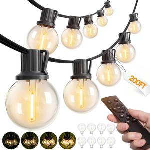 lot 9130 image: addlon 200FT Outdoor String Lights G40 with Remote Control Dimmable Patio Globe LED 108 Bulbs Waterproof Shatterproof, Hanging Outside Lighting for Backyard Garden, Deck, Balcony, Porch, Caf�, Bristo