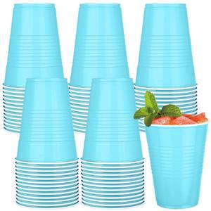 lot 9134 image: Kochorie 100 Pack 16 Ounce Disposable Plastic Cups Light Blue Plastic Party Cups Heavy Duty Drinking Cup Bulk for Baby Shower Birthday Wedding Party Festival Supplies