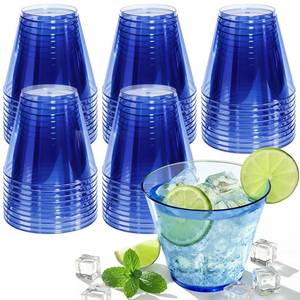 lot 9135 image: Glowserve 9 oz Clear Plastic Disposable Cups for Cocktail 150 Pack Fancy Cocktail Cup for Party Stemless Wine Glasses for Party Wedding Graduation Birthday��Royal Blue