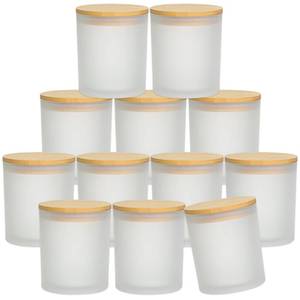 lot 9137 image: SUPMIND 12Pcs Empty Candle Jars 14 fl.oz Frosted Glass Jars Bulk with Bamboo Lids, Making Candles Containers Vessels for Candle Business 12 14 fl.oz