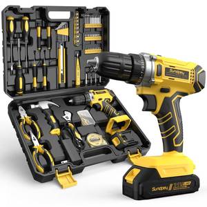 lot 9142 image: Sundpey Tool Kit with 21V Drill - 170-PCs Portable General Basic Home Repair Tool Set with Power Drill & 2.0Ah Battery & Charger & Tool Box for Homeowner Drilling DIY Projects House Repairs & Handyman