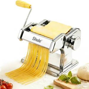 lot 9170 image: Manual Pasta Maker Machine - 7 Adjustable Thickness Settings Pasta Roller & Cutter,Stainless Steel Noodle Maker with Removable Handle & Clamp,Pasta Press for Homemade Spaghetti Lasagna (Large Size)