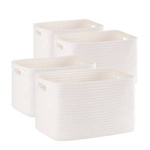 lot 9172 image: SIXDOVE 4 Pack Storage Baskets for Organizing Toys, Towels, and Clothes, Woven Basket for Shelves, Sturdy Nursery Cube Bins for Storage, 13L x9W x7.8H, White
