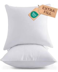lot 9177 image: Throw Pillow Inserts 18x18 Set of 2 - Fluffy Down Alternative Fill - 10% More Fill Than Standard Loft - Plump Bounce-Back Support for Indoor & Outdoor Use - Hypoallergenic & Machine Washable - White