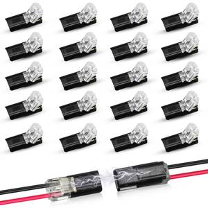 lot 10233 image: 20Pcs Double-Wire Plug-in Connector Led Light Strip Connectors 2 Pin, Led Strip Lights Connectors Low Voltage Wire Connector with Locking Buckle, Fast Connect Plugs Led Connectors for Strip Lights