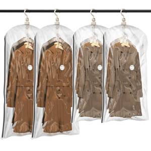lot 10240 image: TAILI Hanging Vacuum Storage Sealer Bags Space Saver Bag for Clothing, Suits and Jackets, Closet Organizers, Travel, Set of 4 (2 Long, 2 Short), Clear