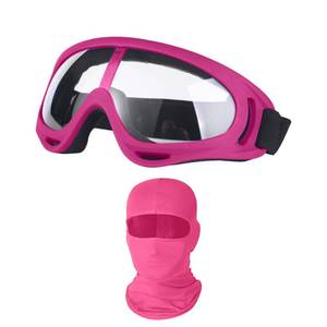 lot 10251 image: LJDJ Cycling Sports Goggles Motocross Riding Hiking with Balaclava Mask UV Protection Summer Cooling Neck Gaiter Men Women (Rose PinkClearMask)