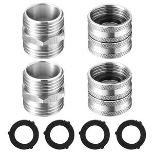 lot 10262 image: M MINGLE Garden Hose Adapter, Male to Male, Female to Female, 34 Inch Stainless Steel Connector, 4-Pack with Extra 4 Washers