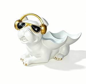 lot 11511 image: Dogs Key Holder Bowl Candy Dish, Bulldog Animal Candy Bowl Decor, Resin Bulldog Statue Accessories for Office Desk Figurines Entryway Table Home Decor