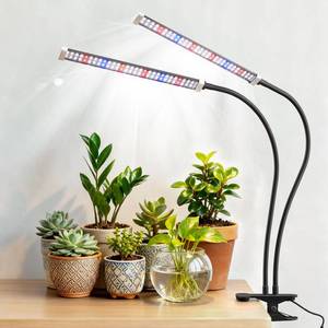 lot 11512 image: Sonamindary Grow Light for Indoor Plants, 120 LEDs Full Spectrum 5700K Plant Lamp with Red Blue White Light, 5-Level Dimmable, 4812H Timer, Adjustable Clamp Stand(Dual Head)